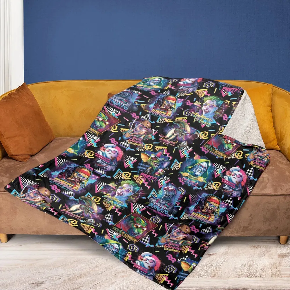 Retro Horror Characters Halloween Fleece Blanket - 2