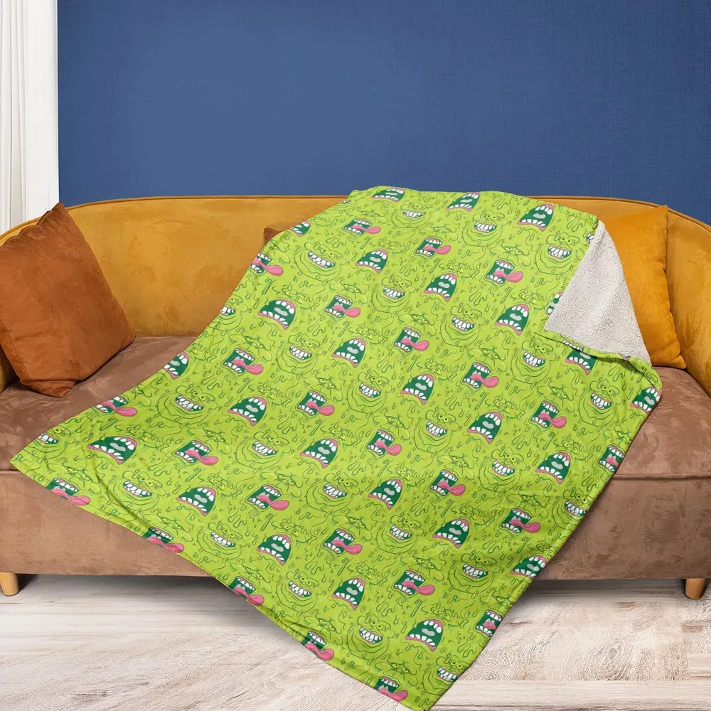 Funny Face Expression Slimer Ghostbusters Fleece Blanket - 2
