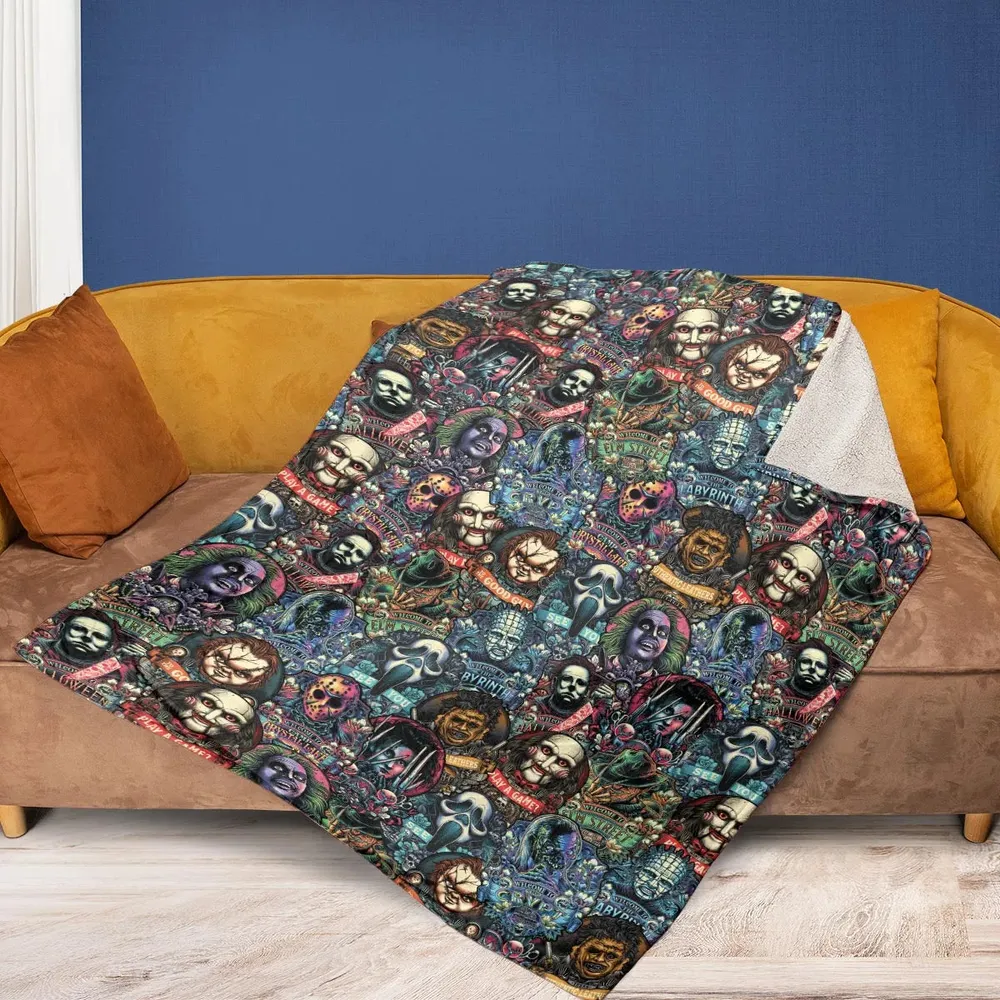 Horror Movie Characters Pattern Fleece Blanket - 2