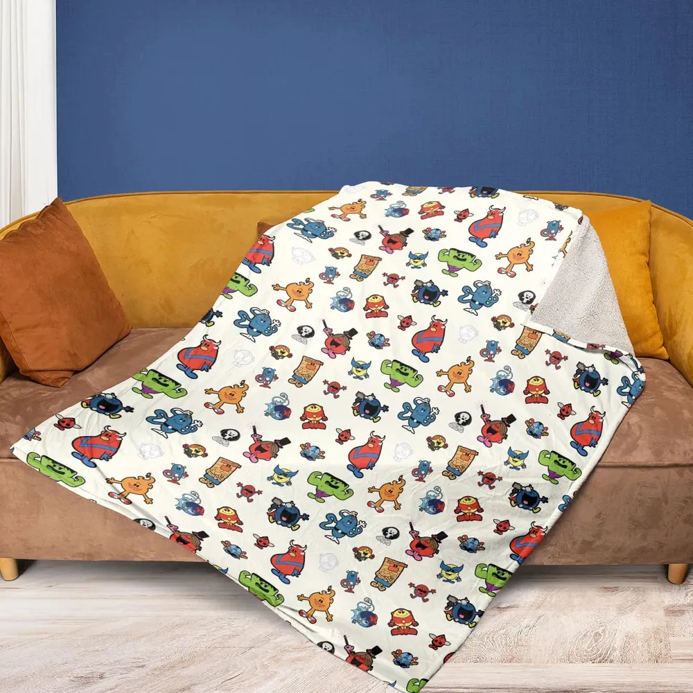 Marvel Characters And Mr Men Pattern Fleece Blanket - 2