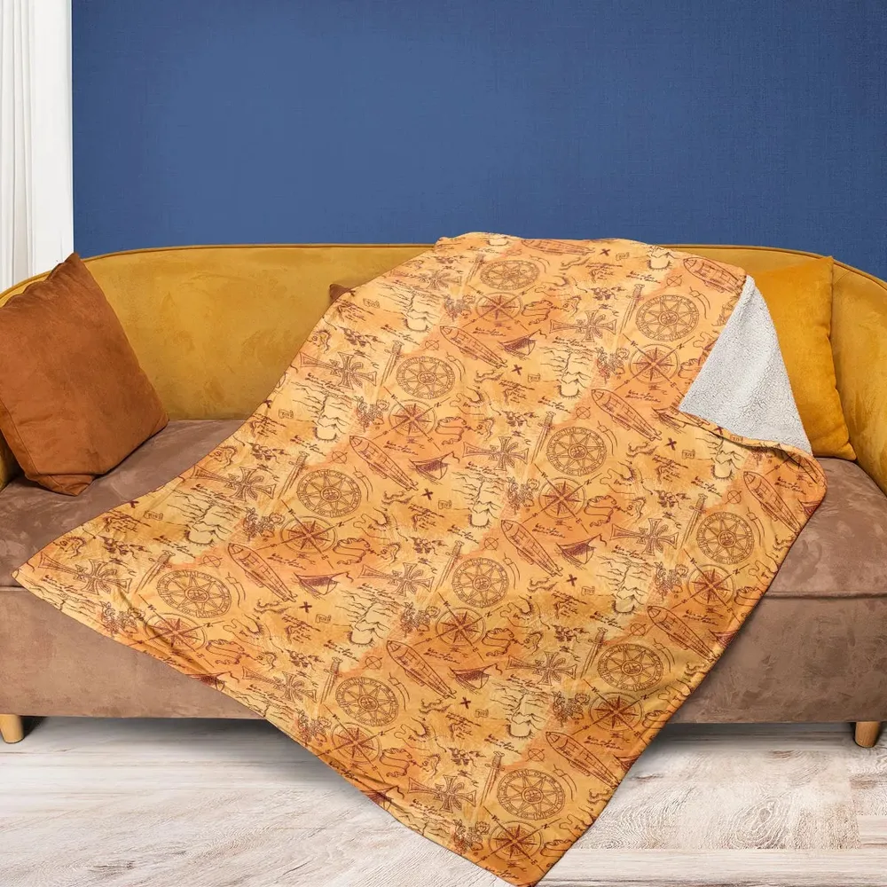 Vintage Adventure Map Indiana Jones Fleece Blanket - 2