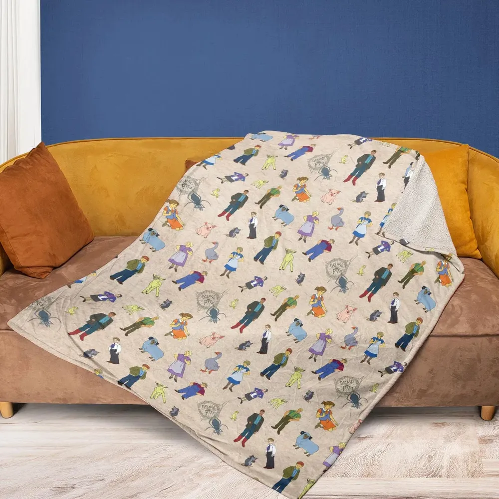 Beloved Children's Tale Charlotte's Web Cartoon Characters Fleece Blanket - 2