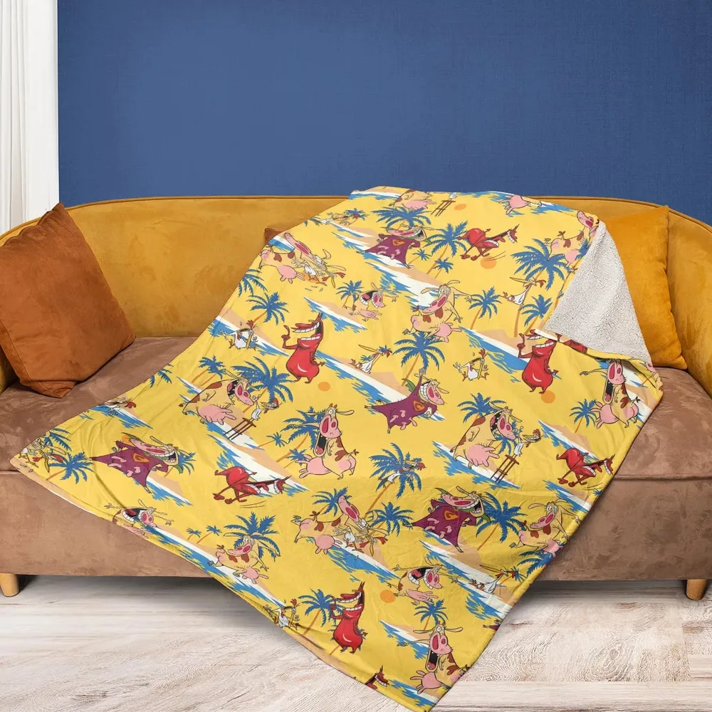 Cow Chicken Red Guy Fleece Blanket - 2