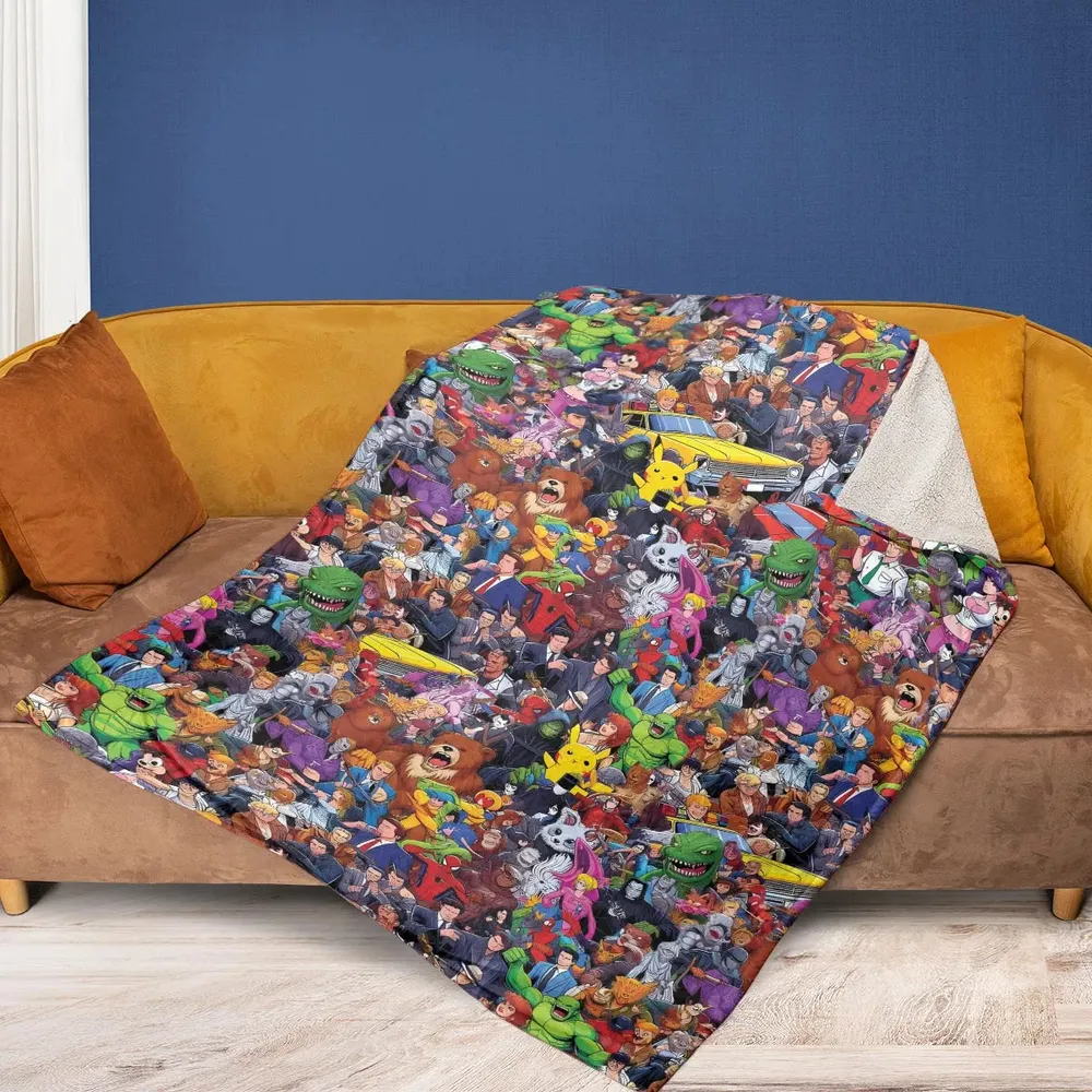 All-Genre Cartoon Mashup Fleece Blanket - 2