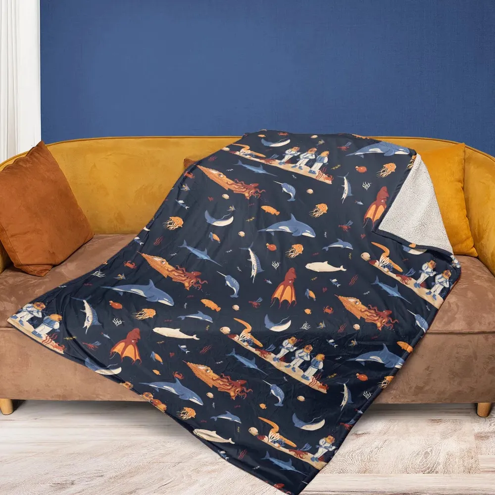 Around The Word Under The Sea Fleece Blanket - 2