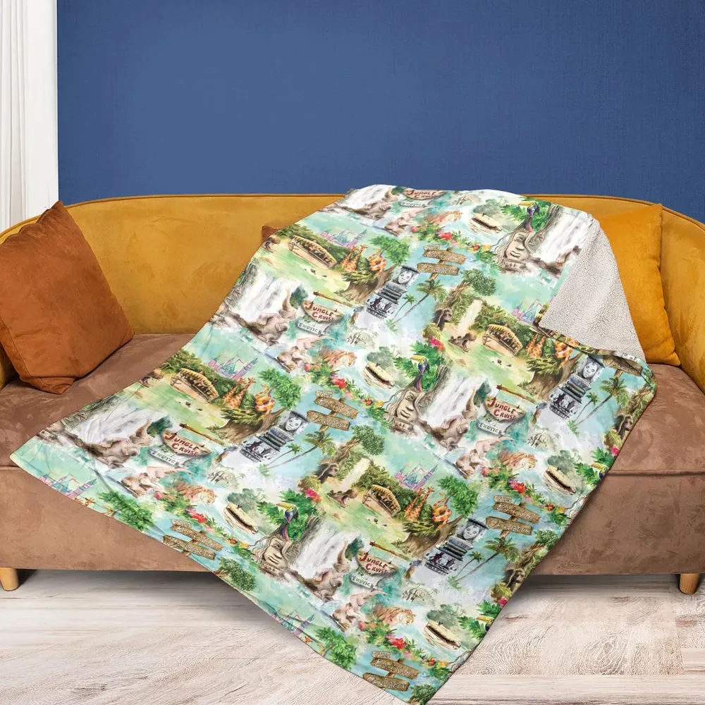 Water Color Jungle Cruise Map Fleece Blanket - 2