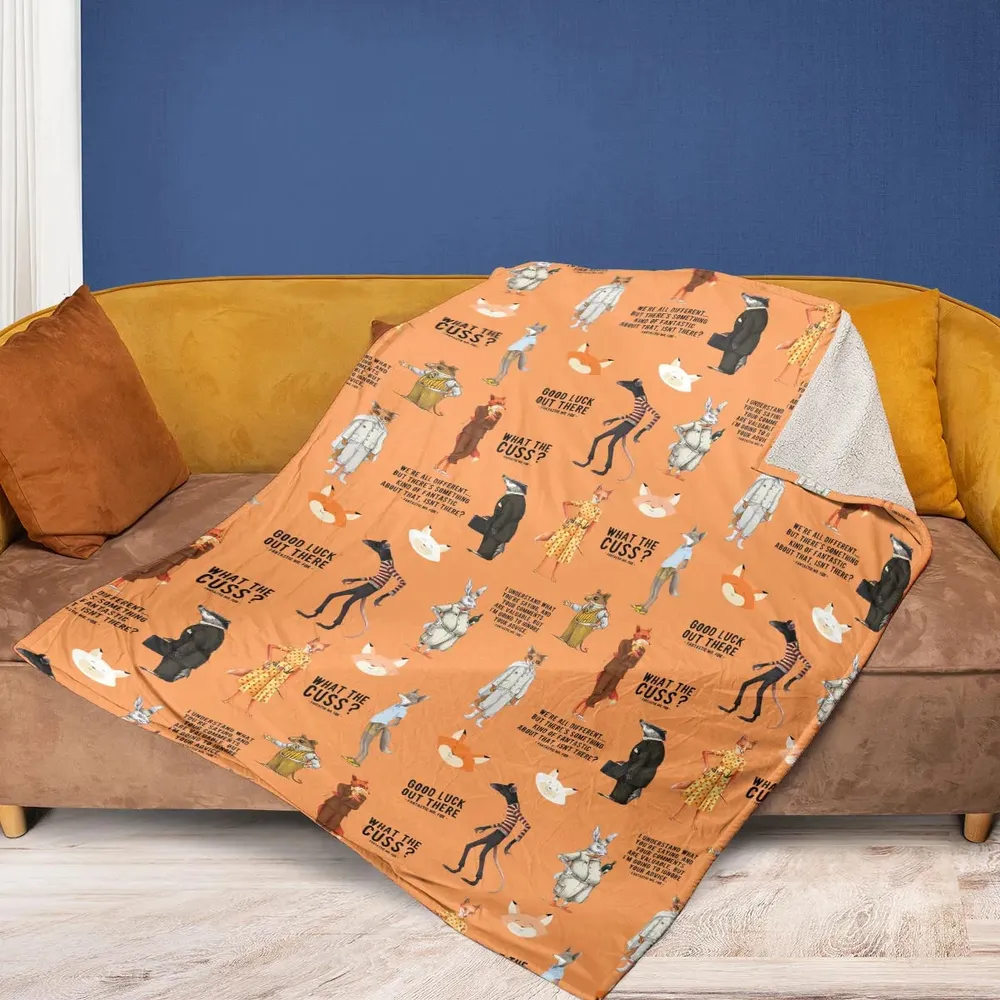 Cuss You Are Fantastic Mr. Fox Fleece Blanket - 2