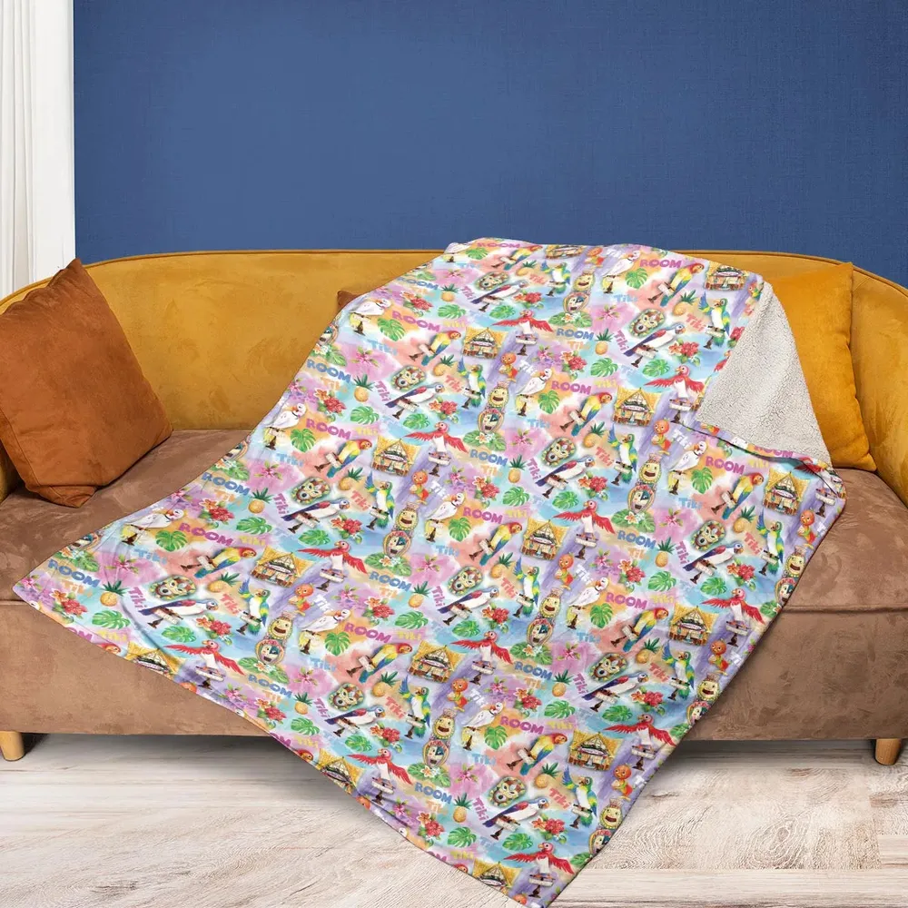 Tiki Room With Orange Bird Fleece Blanket - 2