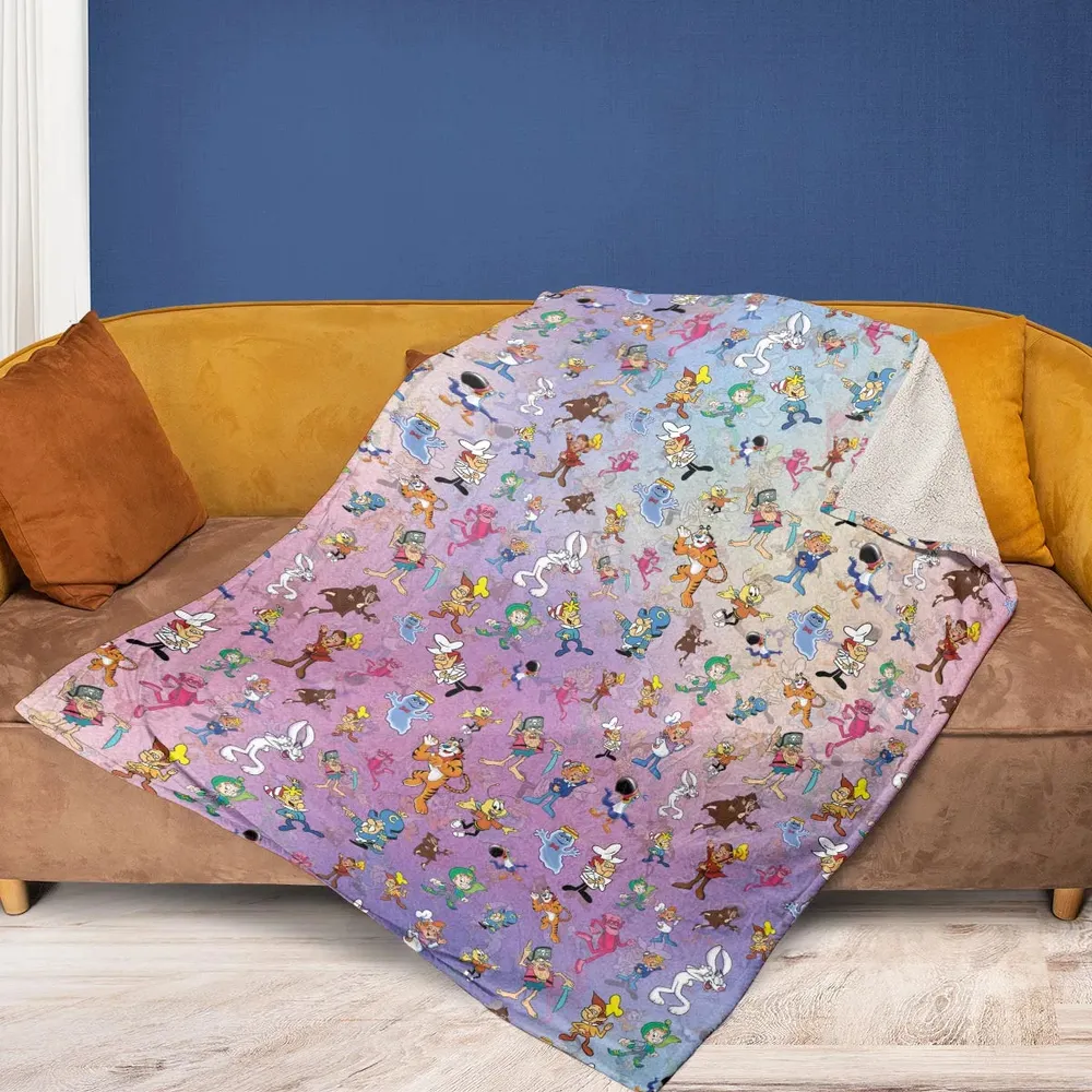 80s 90s Commercial Cereal Mascots Fleece Blanket - 2