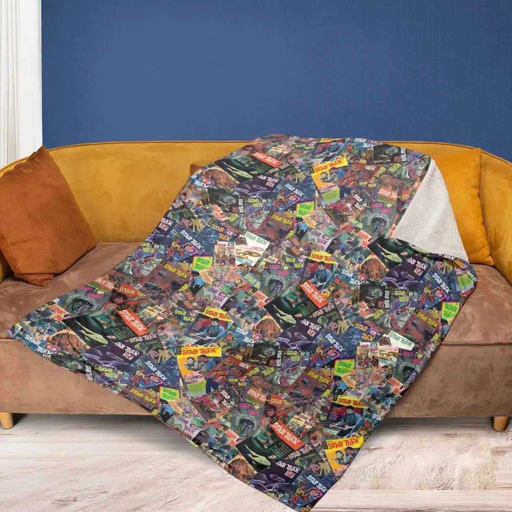 Vintage 1970s Star Trek Comic Books Collage Fleece Blanket - 2