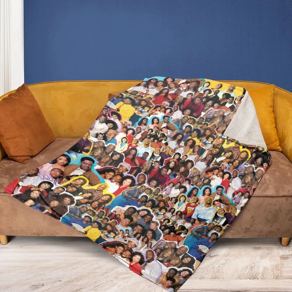 Old Black Sitcom Shows Collage Fleece Blanket - 2