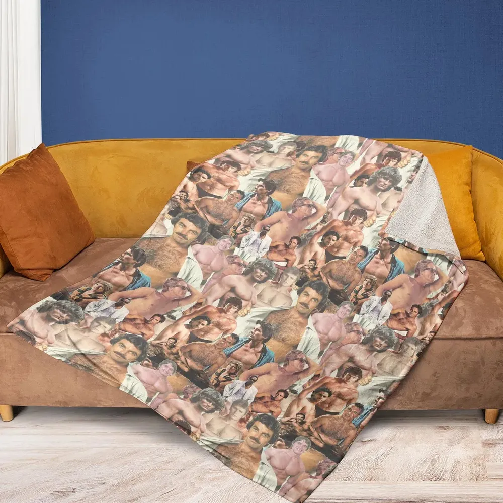Vintage Hunks of The 80s Fleece Blanket - 2