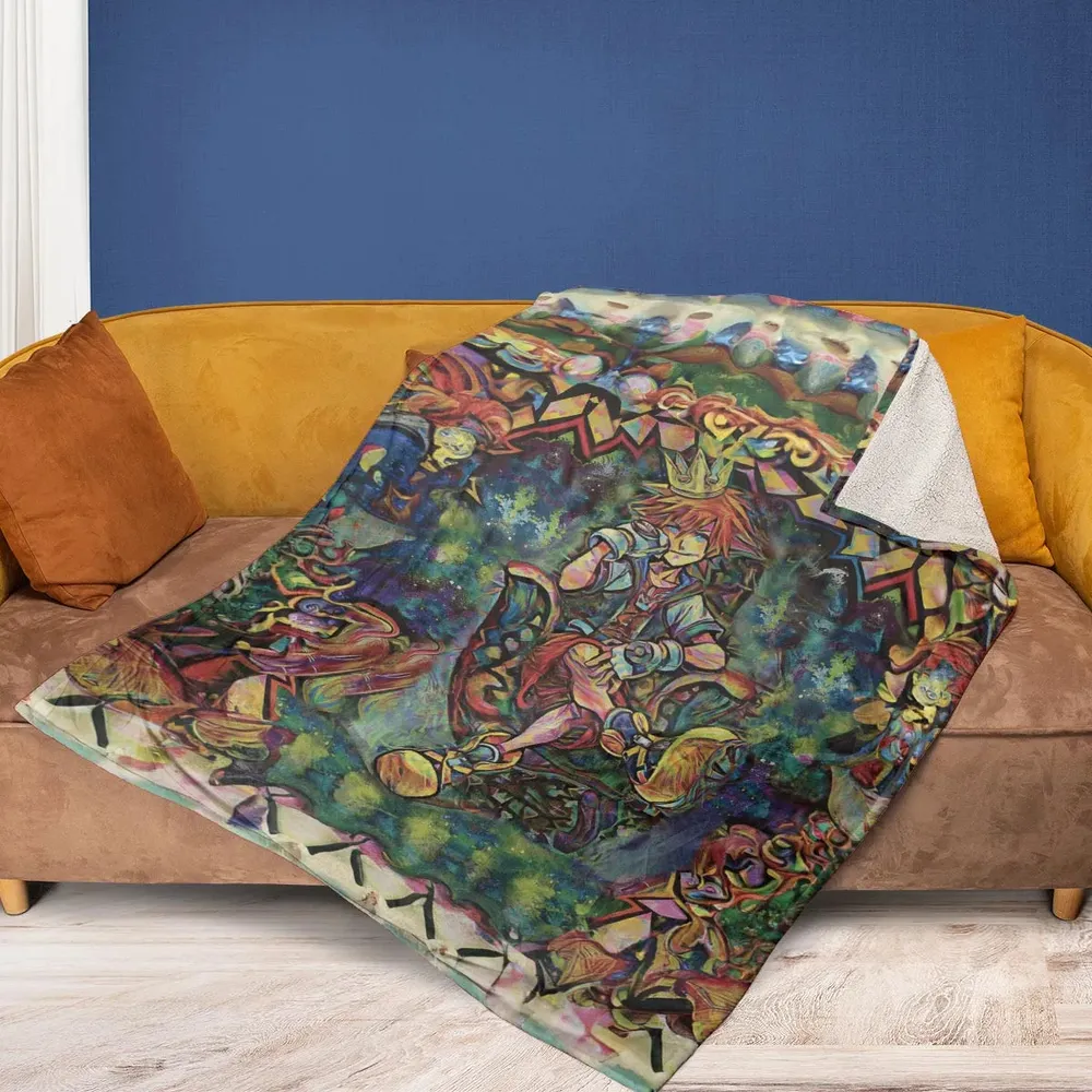 Trippy Sora Kingdom Hearts Fleece Blanket - 2