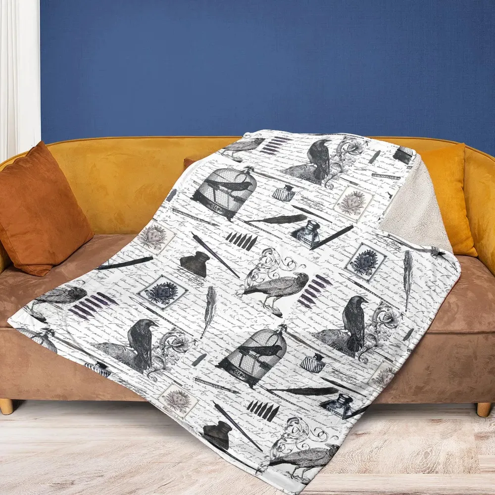 Nevermore The Raven Edgar Allan Poe Fleece Blanket - 2
