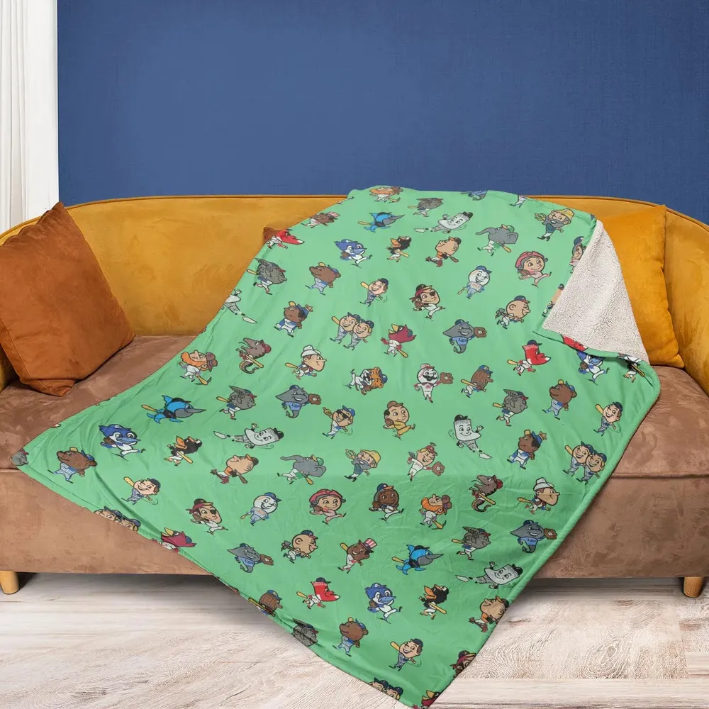 Baseball Mascot Pattern Fleece Blanket - 2