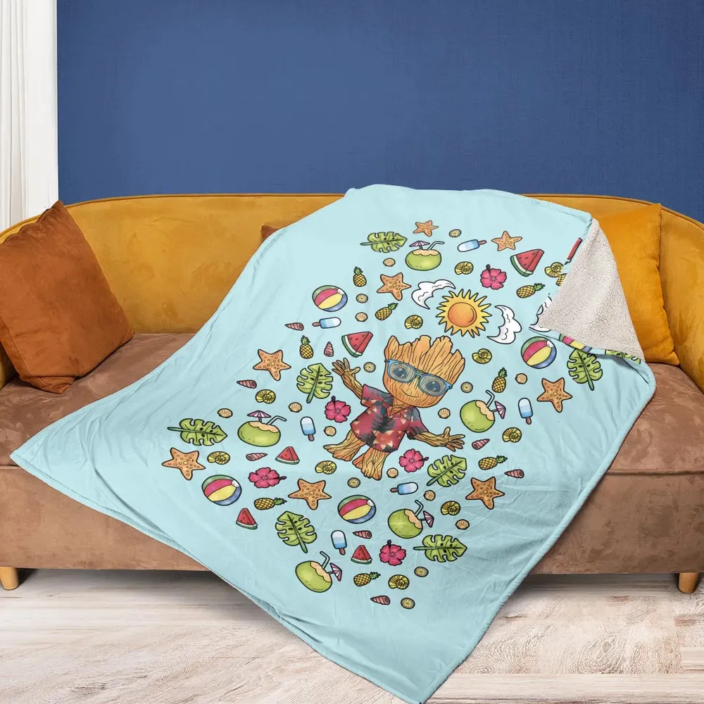 Summer Galaxy Groot Fleece Blanket - 2