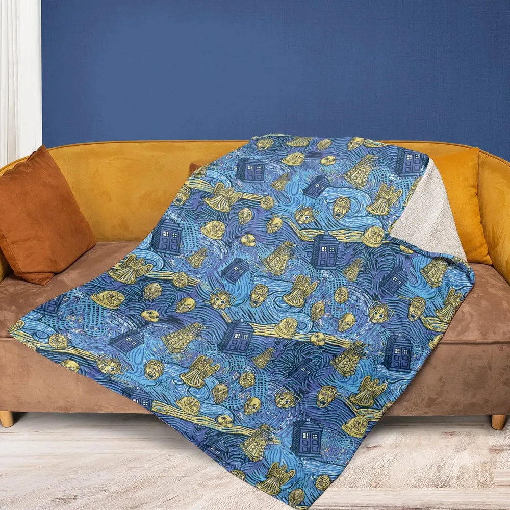 Starry Night Tardis Doctor Who Fleece Blanket - 2