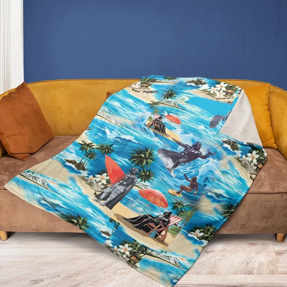 Darth Vader Surfing Fleece Blanket - 2