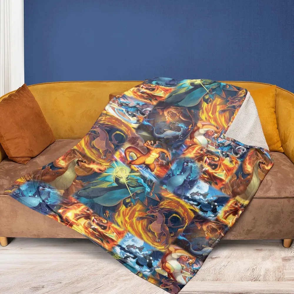 Charizard Ice Fire Dragon Combat Fleece Blanket - 2