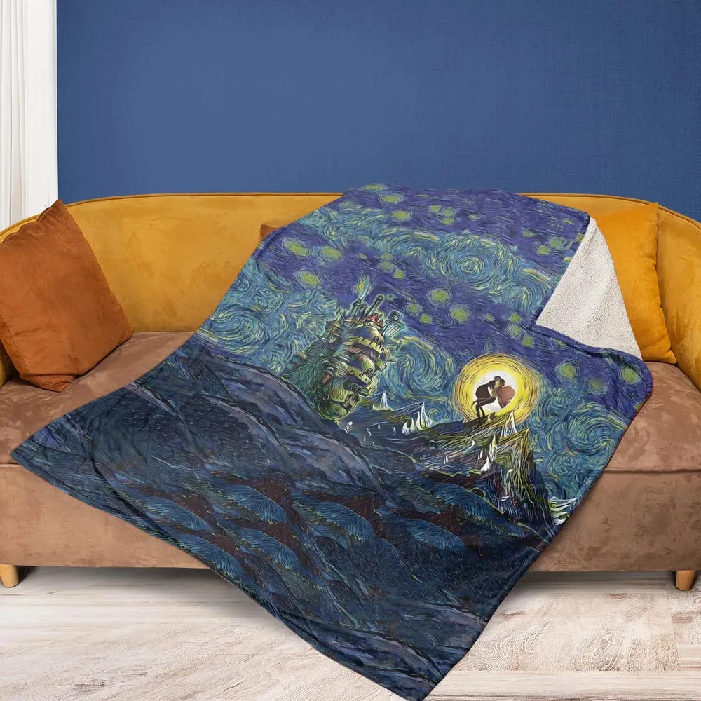 Howl’s Moving Castle Starry Night Fleece Blanket - 2