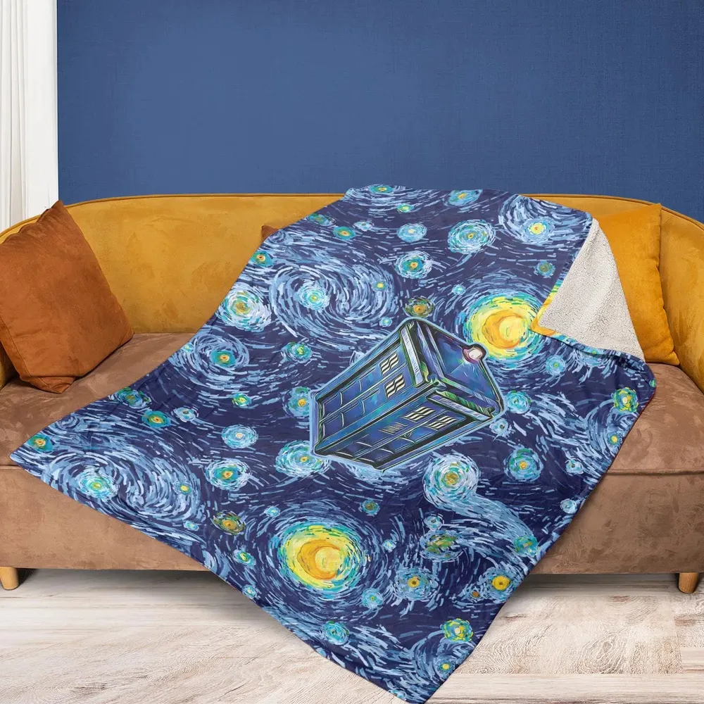 Tardis Starry Night Doctor Who Fleece Blanket - 2
