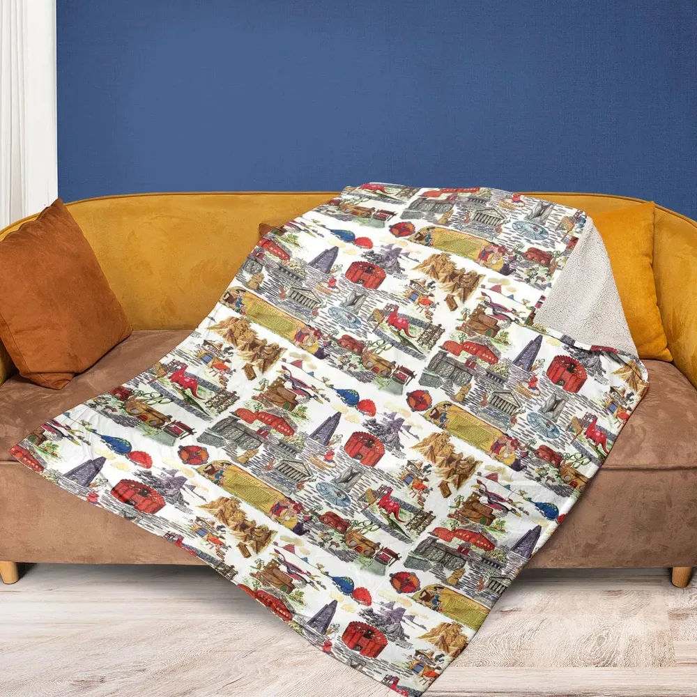 History Of Bedrock Flintstones Fleece Blanket - 2