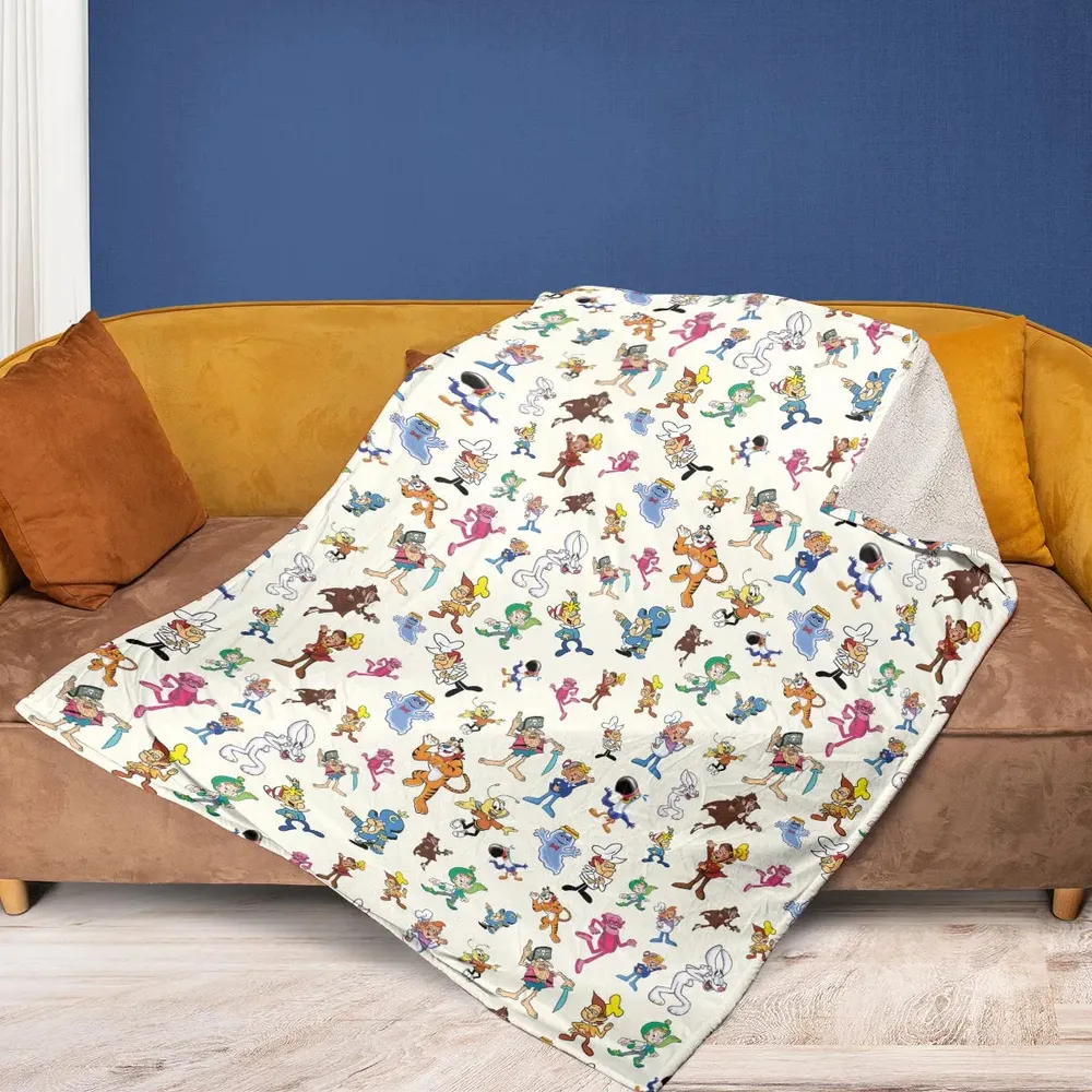 80s 90s Commercial Mascot Cereal Fleece Blanket - 2