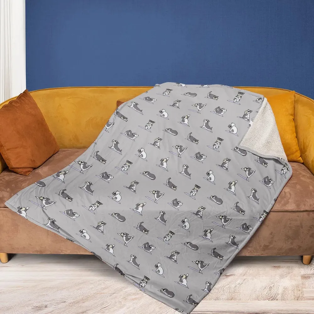 Miniature Schnauzer Yoga Pattern Fleece Blanket - 2