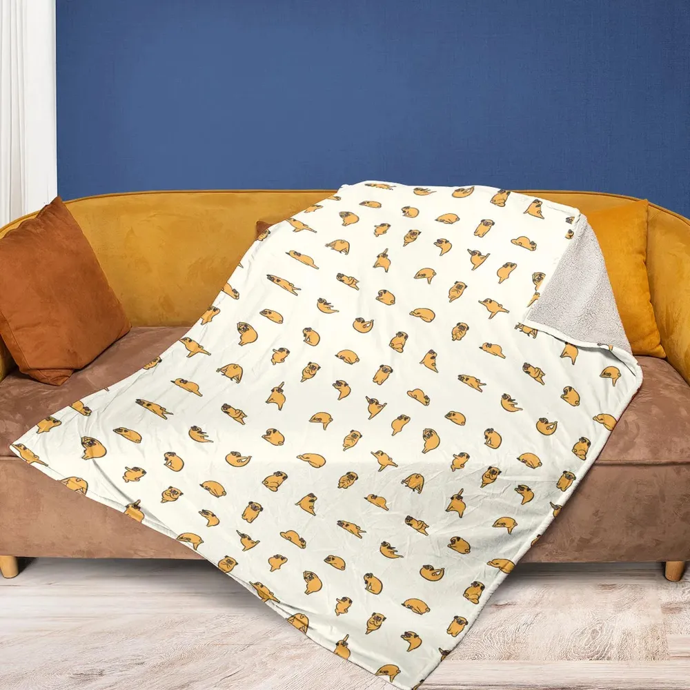 Pug Hot Yoga Pattern Fleece Blanket - 2