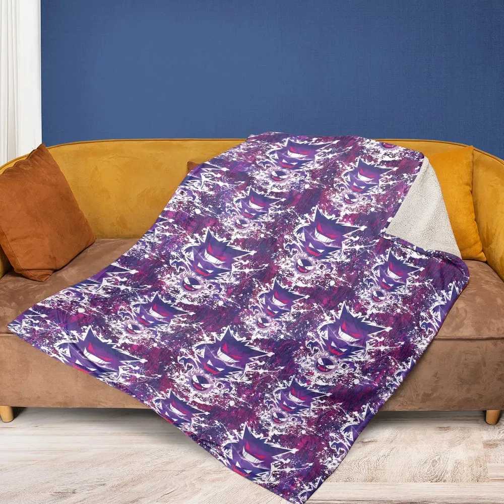 Ghostly Evolution Ghastly Haunter Gengar Pokemon Hawaiian Fleece Blanket - 2
