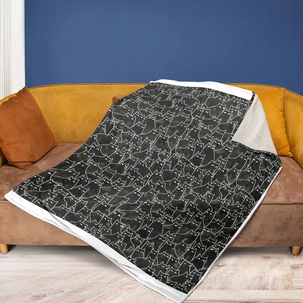 Suspicious Cats Funny Cat Fleece Blanket - 2