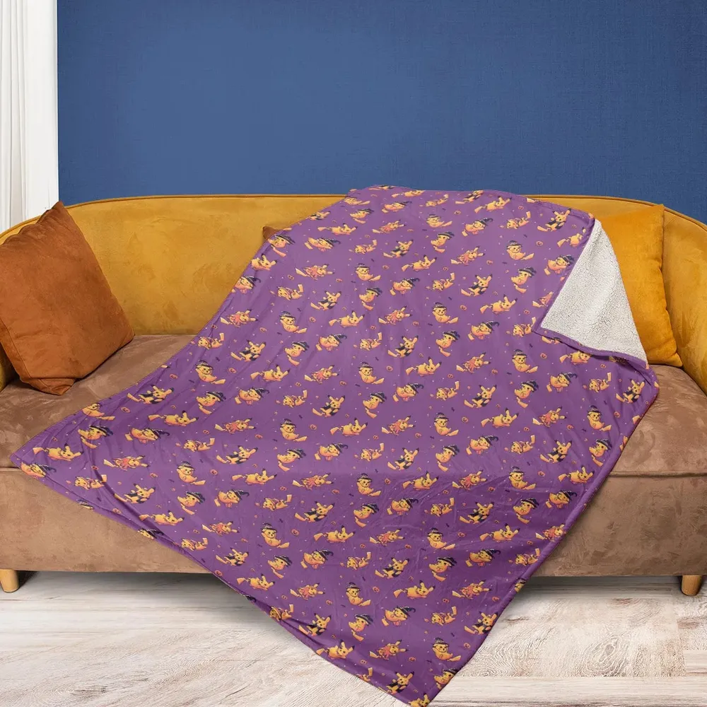 Electric Halloween Cute Pikachu Pattern Fleece Blanket - 2
