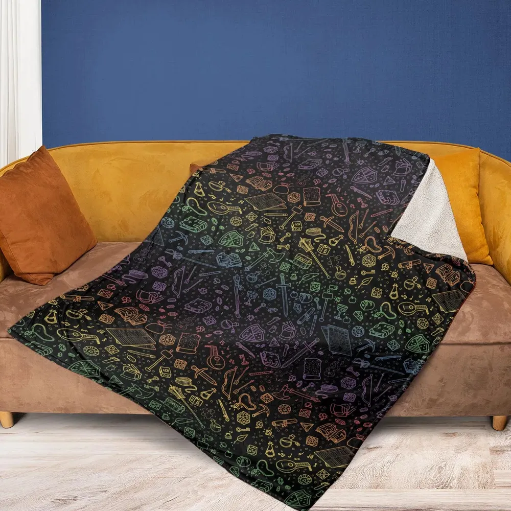 DnD Tabletop RPG Pattern Fleece Blanket - 2