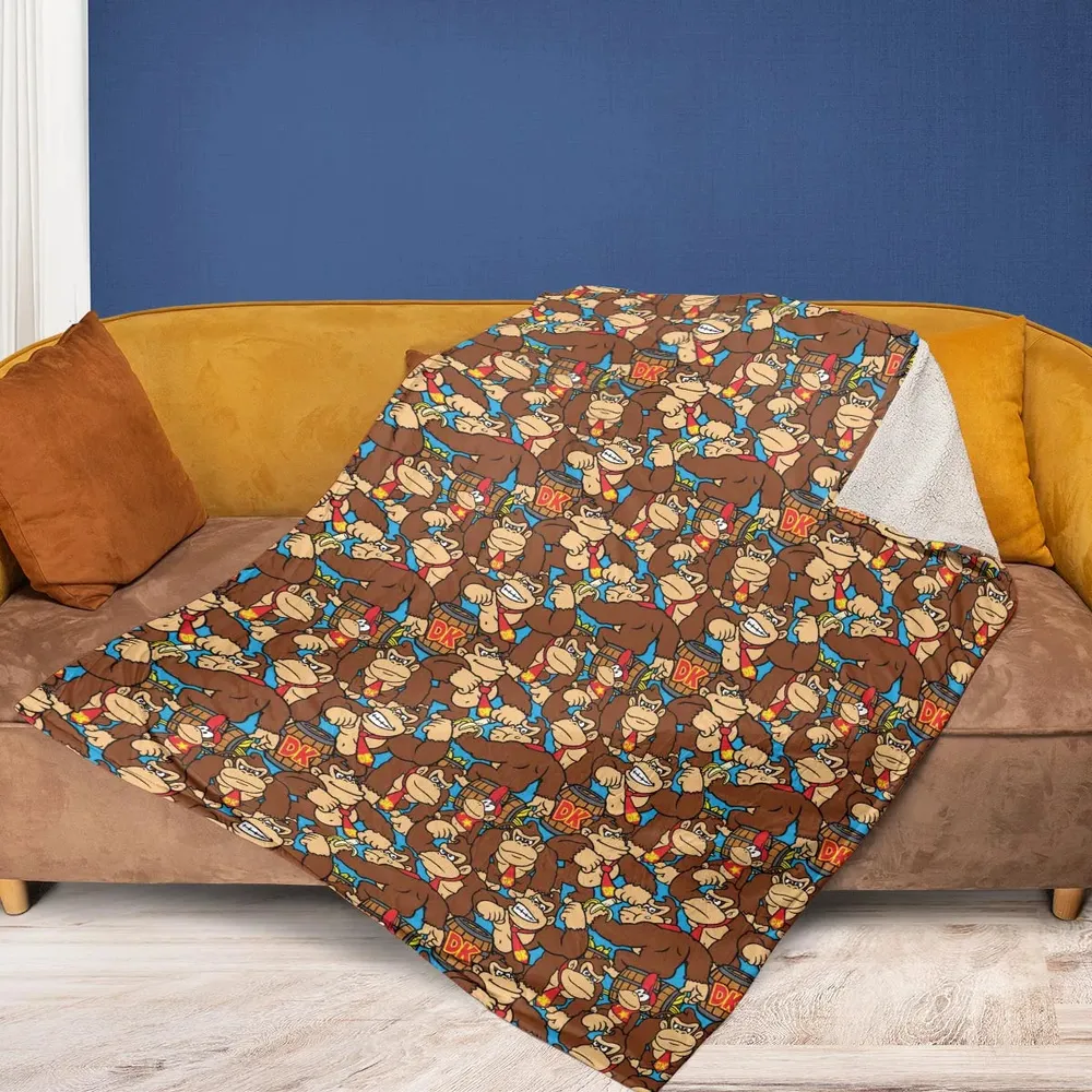 Donkey Kong Pattern Fleece Blanket - 2