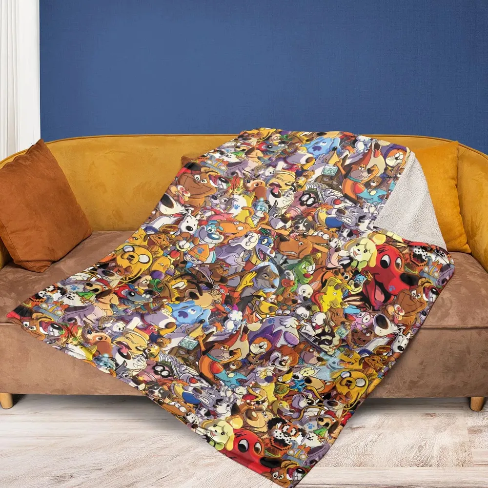 Dogs From Famous Cartoons Fleece Blanket - 2