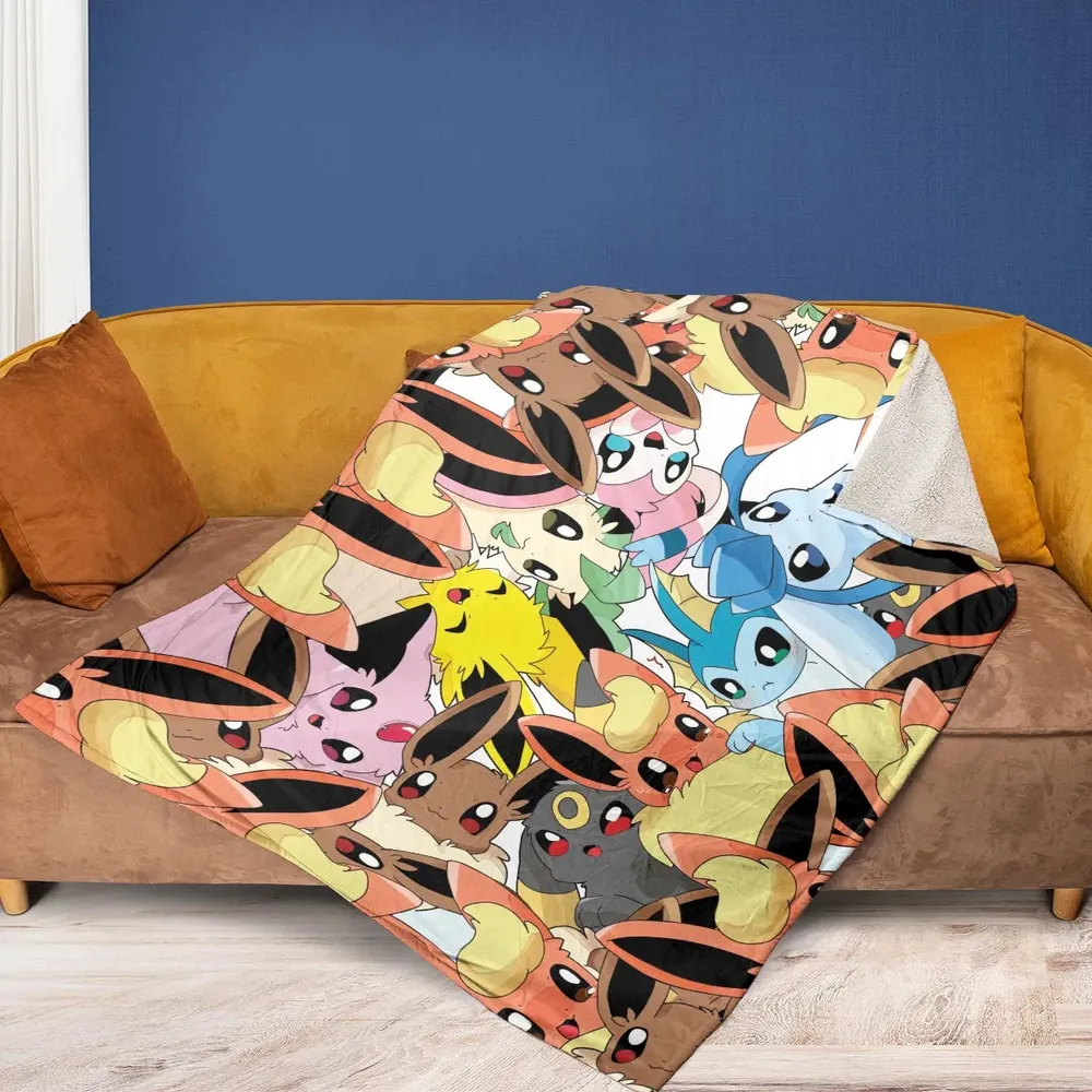 Cute Eevee Evolution Pokemon Fleece Blanket - 2