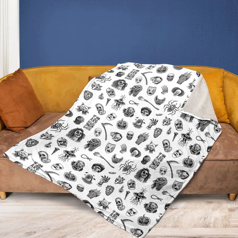 Cult Horror Characters Cryptkeeper Beetlejuice Chucky Fears of a clown Fleece Blanket - 2