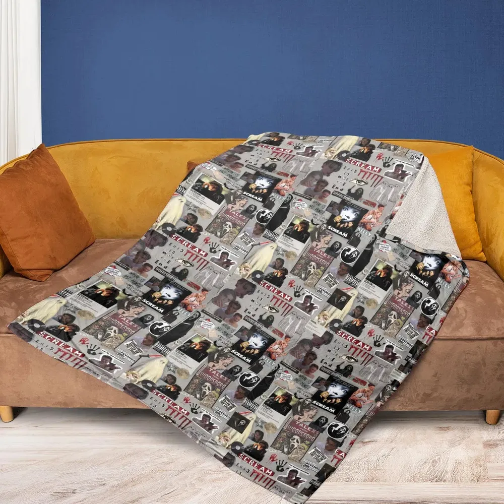 Crime Scene Scream Aesthetic Pattern Fleece Blanket - 2