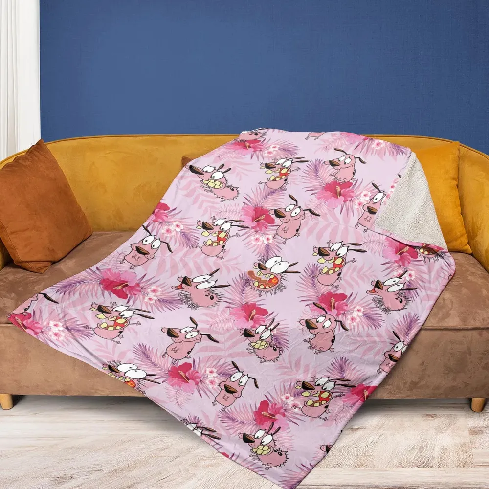 Courage the Cowardly Dog Floral Tropical Fleece Blanket - 2