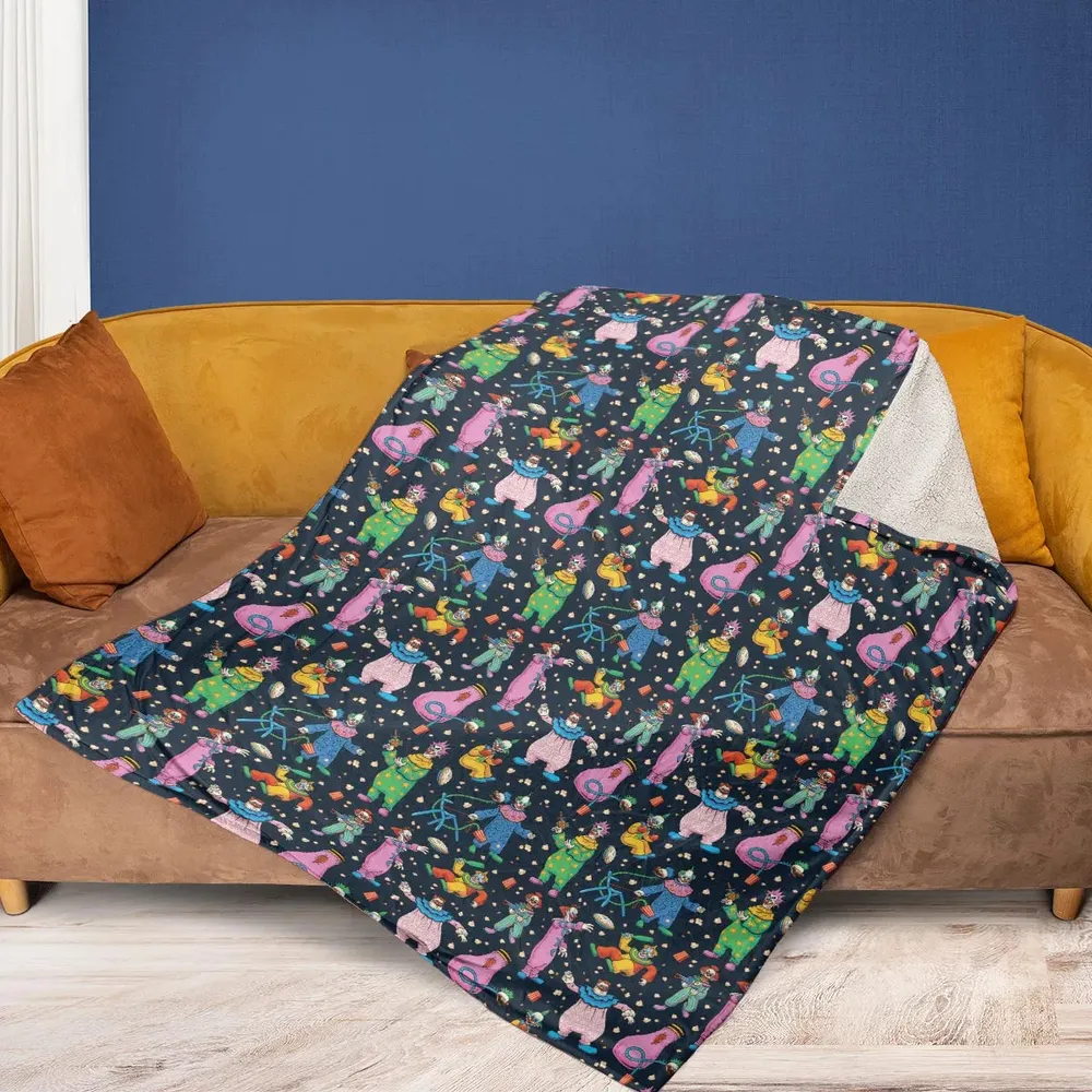Clowns Popcorn Killer Klowns from Outer Space Pattern Fleece Blanket - 2