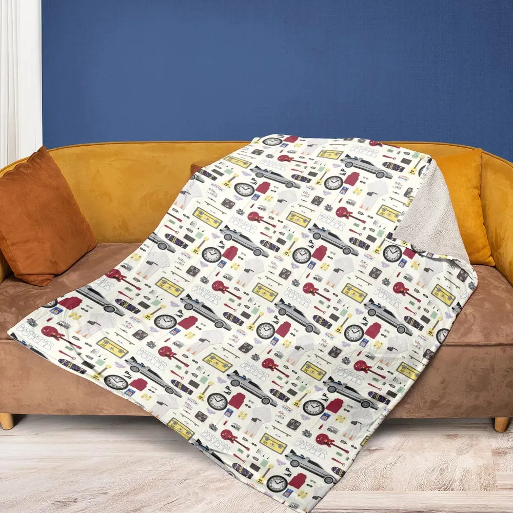 Back to the Future Pattern Fleece Blanket - 2