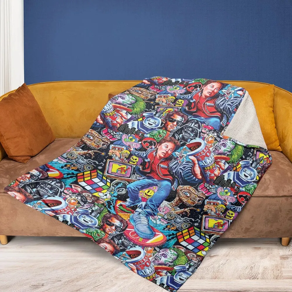 Back To The 80s Pop Culture 80s Movies Characters Fleece Blanket - 2
