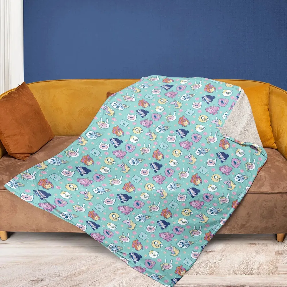 Adventure Time Floral Pattern Fleece Blanket - 2