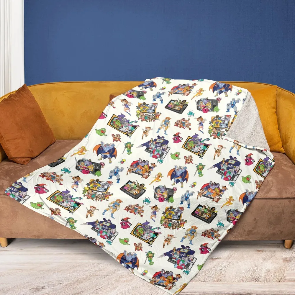 80s Famous Cartoon Characters Pattern Fleece Blanket - 2