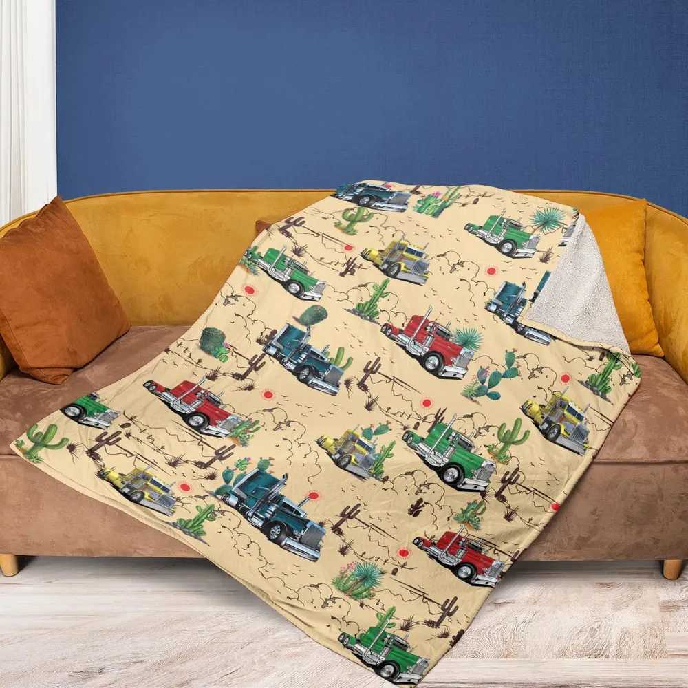 Peterbilt Semi Truck Pattern Fleece Blanket - 2