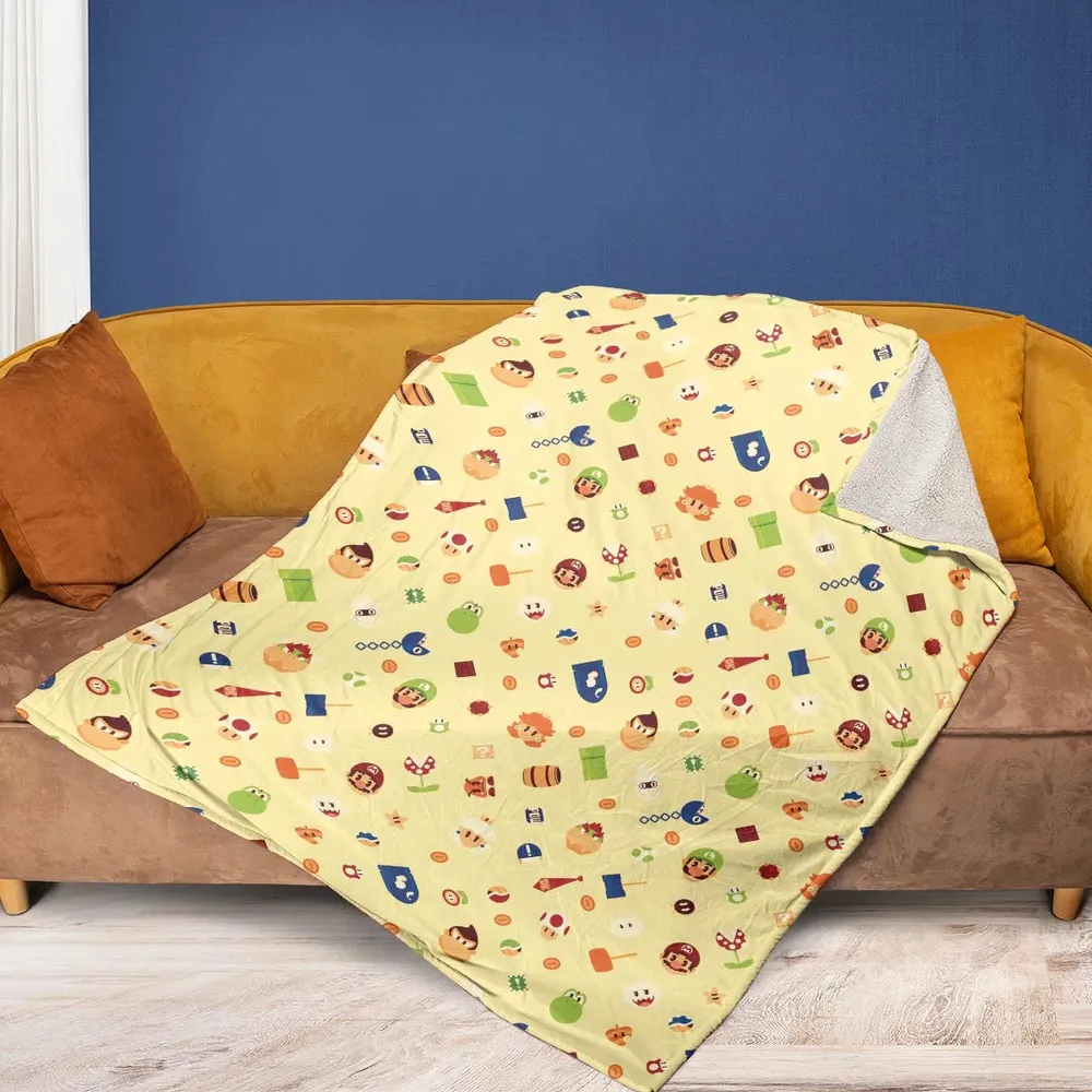 Mario and Friends Pattern Fleece Blanket - 2