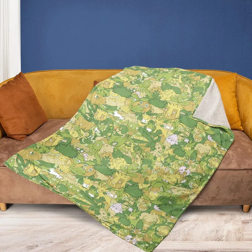Grass Pokemon Pattern Fleece Blanket - 2