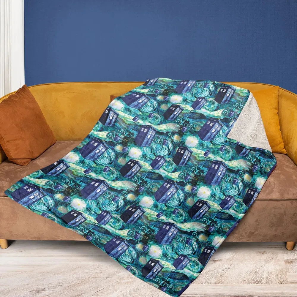 Tardis Starry Night Doctor Who Fleece Blanket - 2