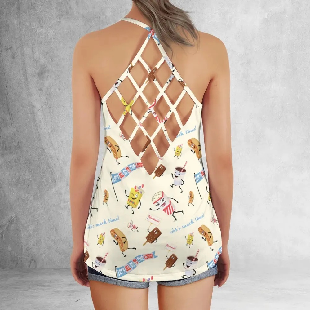 Let's All Go To The Lobby Retro Cartoon Criss Cross Tank Top - 3