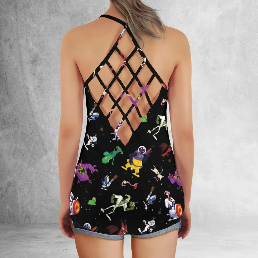 Earthworm Jim And Od Characters Criss Cross Tank Top - 3